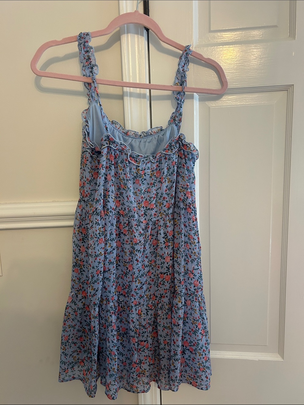 Light Blue Floral Ruffle-Strap Sundress - Picture 2 of 2